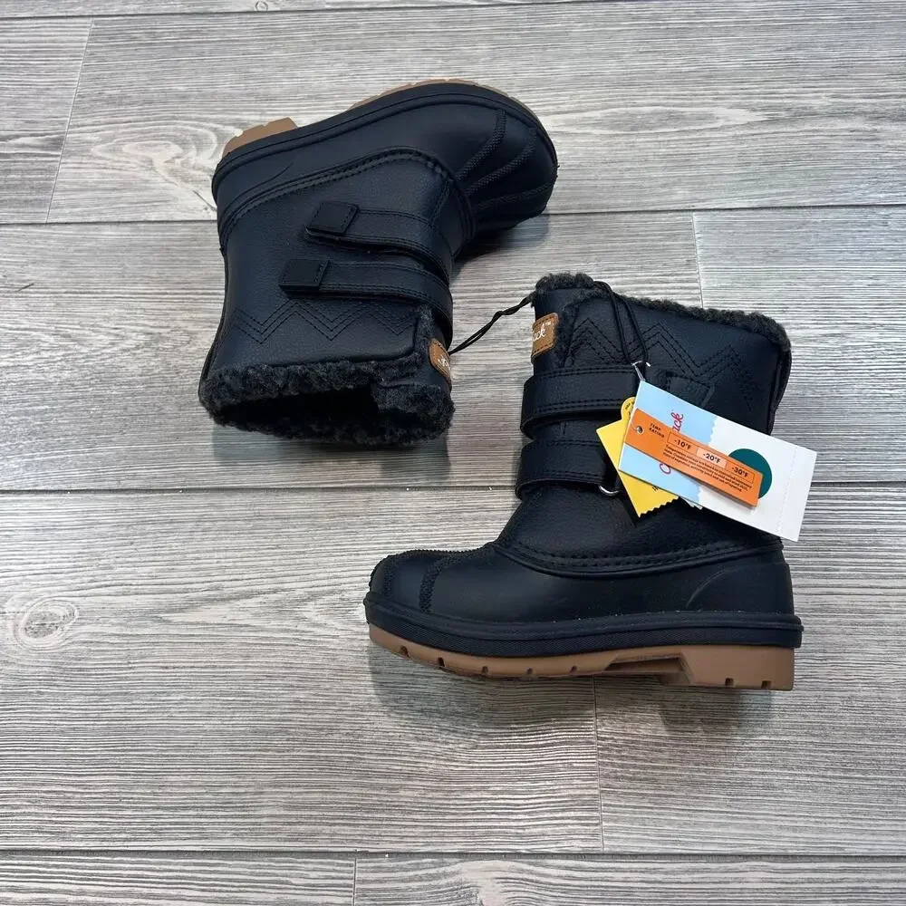 Cat & Jack Toddler Faux Fur Winter Boots Waterproof Black 9 NWT